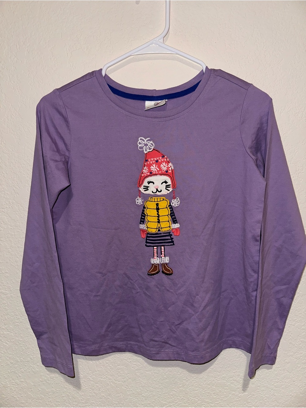 NWT Hanna Andersson Girls' Purple Long-Sleeve Graphic Top Winter Cat 150cm 12 yr